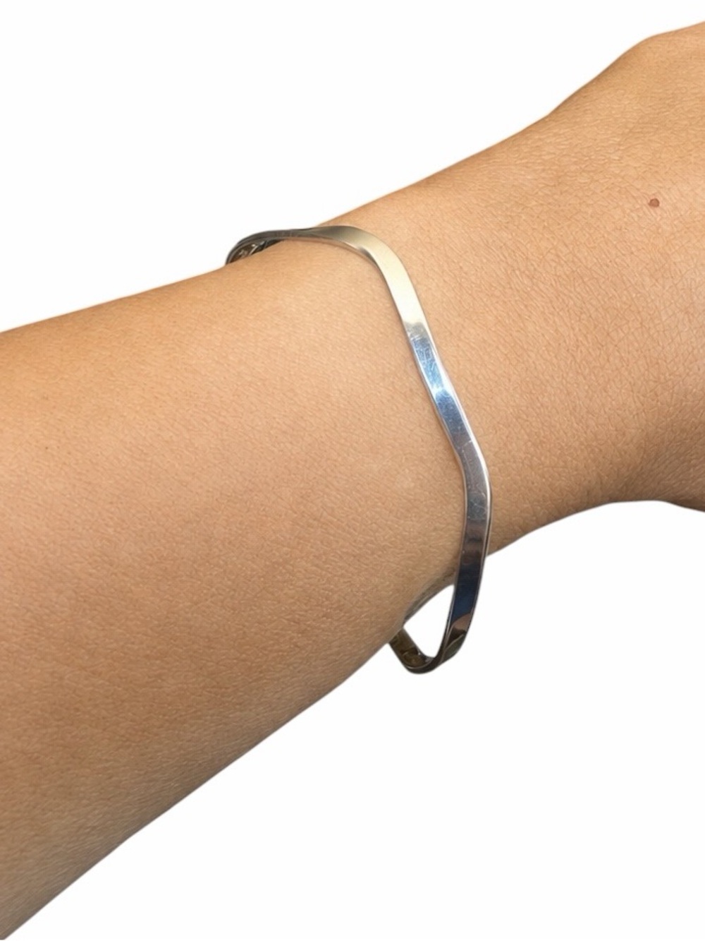 Sterling Silver 925 Wave Adjustable Cuff Bracelet Minimalist